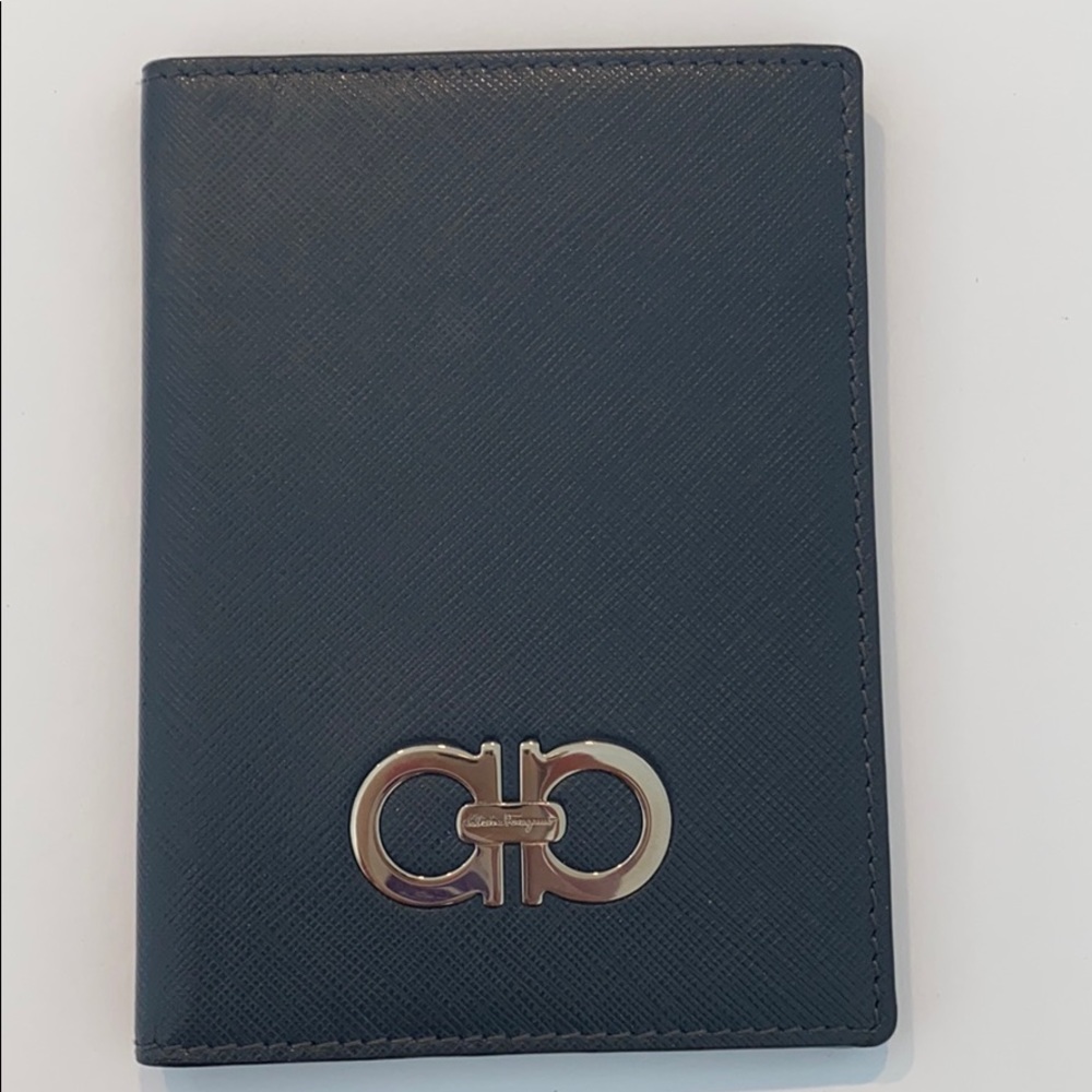 Salvatore Ferragamo Navy blue passport Holder.